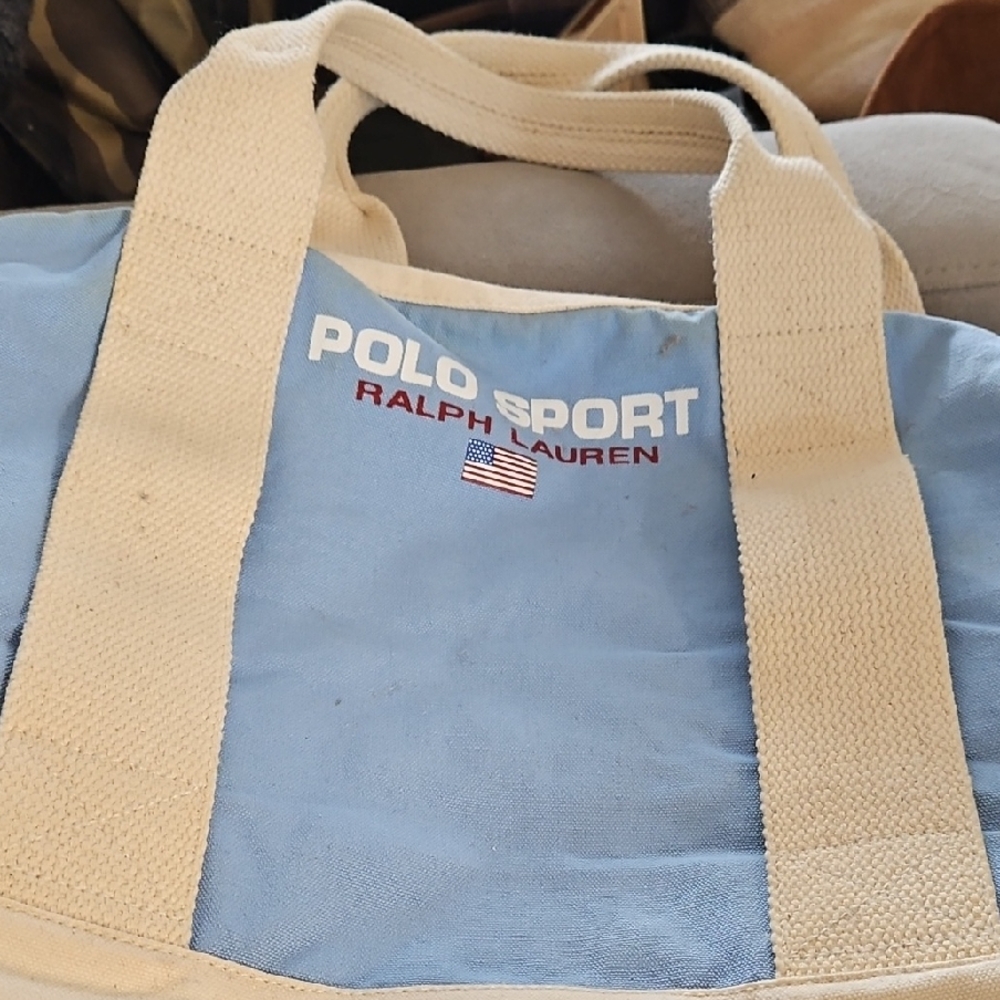 Ralph Lauren Polo Sport Blue and Tan Duffel Bag